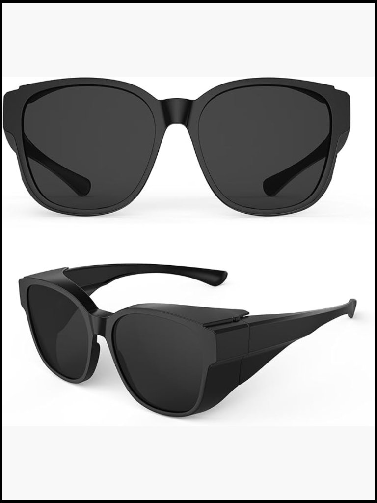 Super Dark Fit Over Glasses For Light Sensitivity, Large Wrap Around Sunglasses